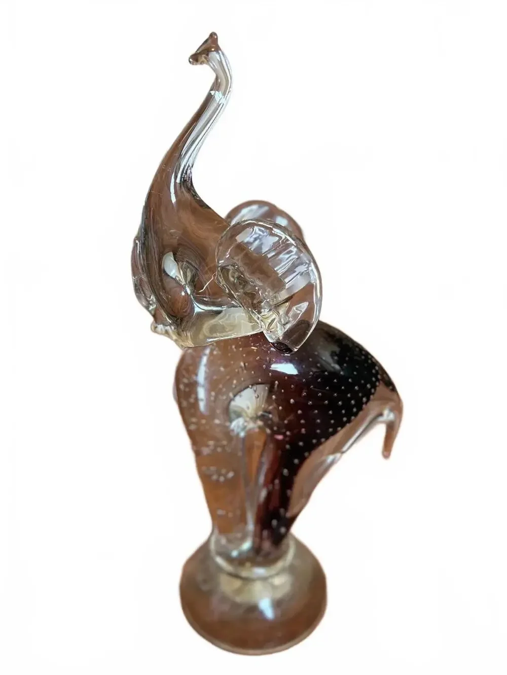 Vintage Murano Art Glass Elephant Figurine with Air Bubbles